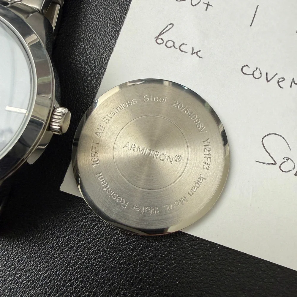 Armitron 20/5409SV‎ Men's Diamond Dial Silver Tone Watch BACK NOT CLOSING